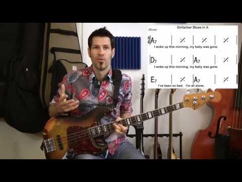 Blu0101 - Blues #1 (Text und Bluesform) - German Bass Lesson Tutorial