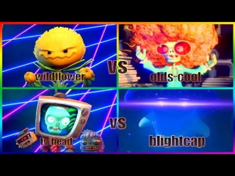 Wildflower vs olds cool and tv head vs blight cap gameplay! [pvz bfn]