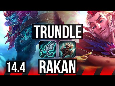 TRUNDLE vs RAKAN (TOP) | 7 solo kills, 13/3/3, Dominating | TR Grandmaster | 14.4