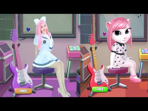 Cosplay Imitate Angela Singing In Music Vs Cute Girl - My Talking Angela 2 In Real Life