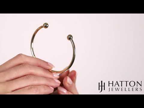 9 ct Yellow Gold Solid Men's Size Torque Bangle 7.5" - 8mm Balls - R21