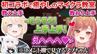 【癒やしの初コラボ】教わり上手りりーかと教え上手ござるさんの癒やしのマイクラ教室＆コメ欄で見守るフブちゃん【風真いろは/一条莉々華/ホロライブ切り抜き】