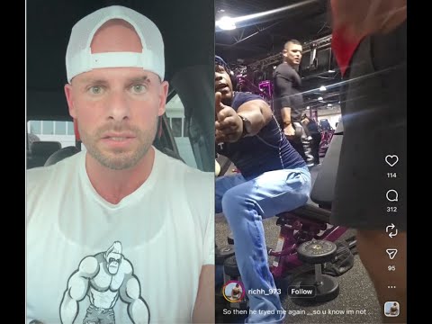 Gym Bully Filming in Front of the Dumbbell Rack Threatens Someone for Walking By!