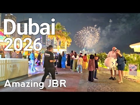 Dubai 2026 [4K] Amazing JBR, The Walk 🎆 Night Walking Tour 🇦🇪