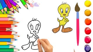 How To Draw cute Tweety Bird Drawing, Painting & Coloring For Kids and Toddlers_🌈🎨
