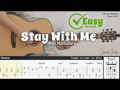 Stay With Me (Easy Version) - Miki Matsubara | Fingerstyle Guitar | TAB + Chords + Lyrics