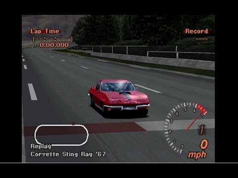 Gran turismo 2 Corvette StingRay 67 Max Speed Gameplay All Cars Arcade Mode PS1 Blue Line Menu