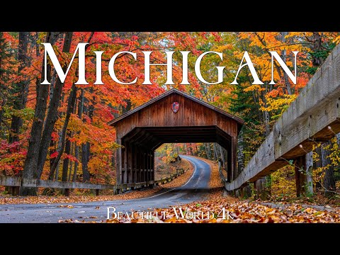 Michigan 4K – Autumn Colors Draping Hills, Rivers, and Scenic Byways – Beautiful Relaxing Music