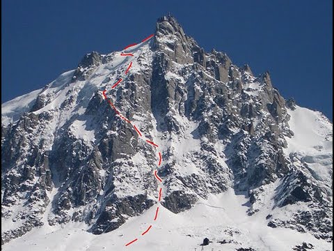 Skiing the Eugster Couloir, Aiguille du Midi North Face