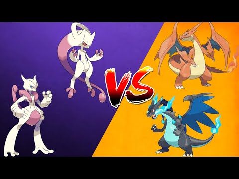 MEGA MEWTWO X E MEGA MEWTWO Y VS MEGA CHARIZARD X E MEGA CHARIZARD Y -BATALHA POKEMON - (DRIGO)