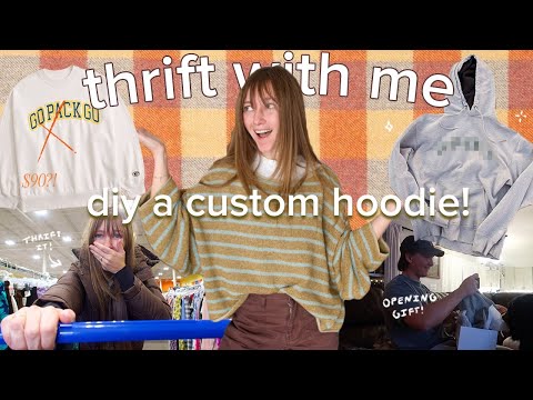 i made my brother a $90 hoodie…for $12 ✨ thrift flip christmas gift idea + his reaction!!