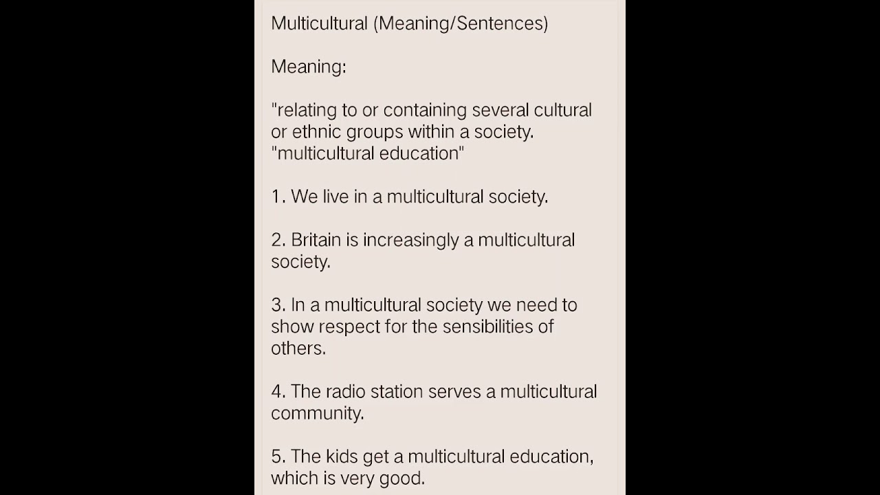 Multicultural (Meaning/Sentences)