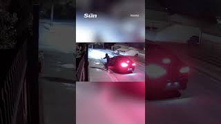 Moment ‘Arsonists’ set their getaway car ABLAZE after trying to set house on fire #crime #viral