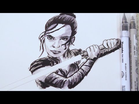 How To Draw Rey From Star Wars - Drawing Time Lapse |...