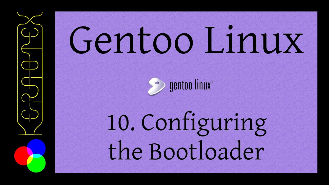 Gentoo Linux installation step: configuring the bootloader as part of the setup process.