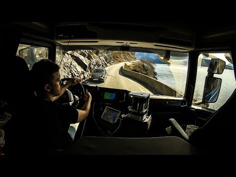 CV Driving Scania S520 - Very narrow road from Balestrand to Leikanger + Ferry Crossing!