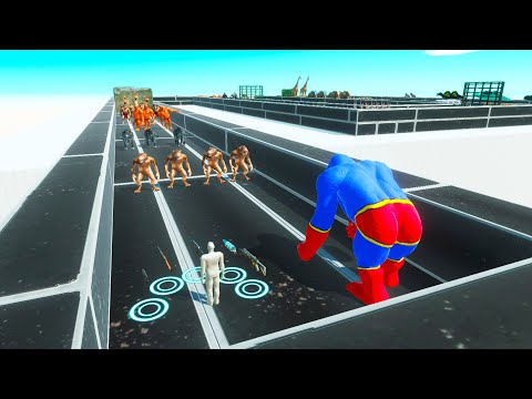 ⚔️FPS EXTREME DEATH RACE WITH THE SUPERMAN GORO   Animal Revolt Battle Simulator