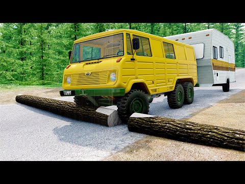 Mobil vs Fallen Tree #10 - BeamNG Drive