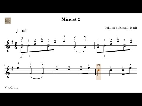 🎼 14. Minuet 2 - Suzuki 1 - Violin Sheet Music. Progressive Tempo Practice