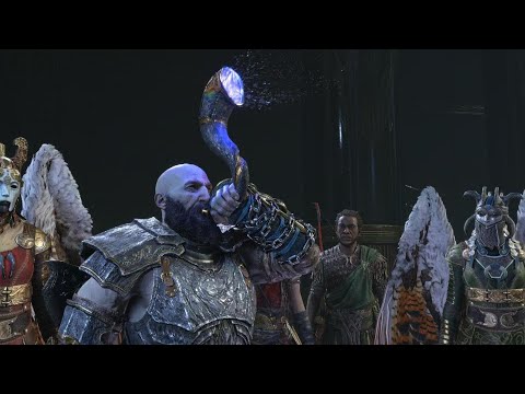 God of War Ragnarok - Kratos Speech and Blowing Gjallarhorn Cutscene (4K 60FPS PS5)