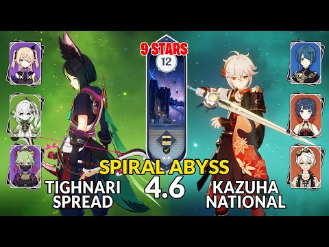 New 4.6 Spiral Abyss│Tighnari Spread & Kazuha National | Floor 12 - 9 Stars | Genshin Impact
