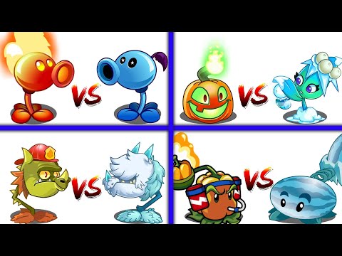 PvZ 2 - Max Level FIRE vs ICE (Fire Pea vs Snow Pea, Pepper-pult vs Winter Melon...)
