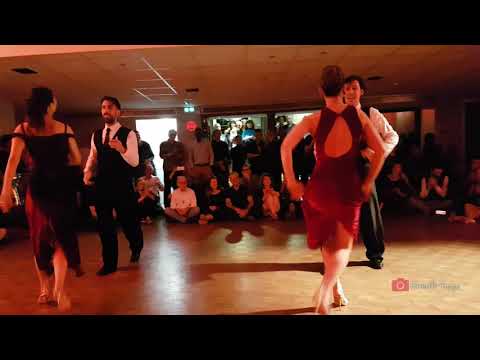  Mariana Patsarika,    Dimitris Biskas,    Aurore Chadoin,    and  Sebastián Motter  are  dancing  to  the  milonga  "  Milonga Para As Missoes  "  in  2020