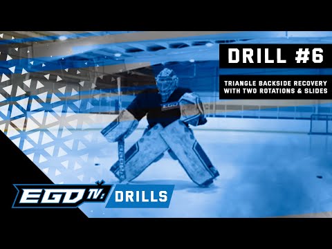 Elite Goaltending Development Drill Video #6 - Triangle Backside Recovery w/2 Rotations & Slides