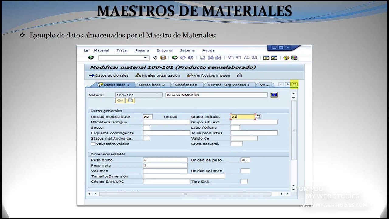 🎓  CURSO SAP MM Datos del Maestro de Materiales :    🥇 MAS CURSOS EN LA DESCRIPCION