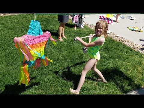 Birthday party pinata time