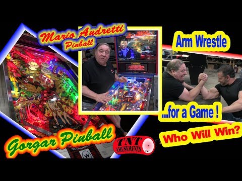 #1461 ARM WRESTLE for an ARCADE GAME? GORGAR & MARIO ANDRETTI Pinball Machines-TNT Amusements