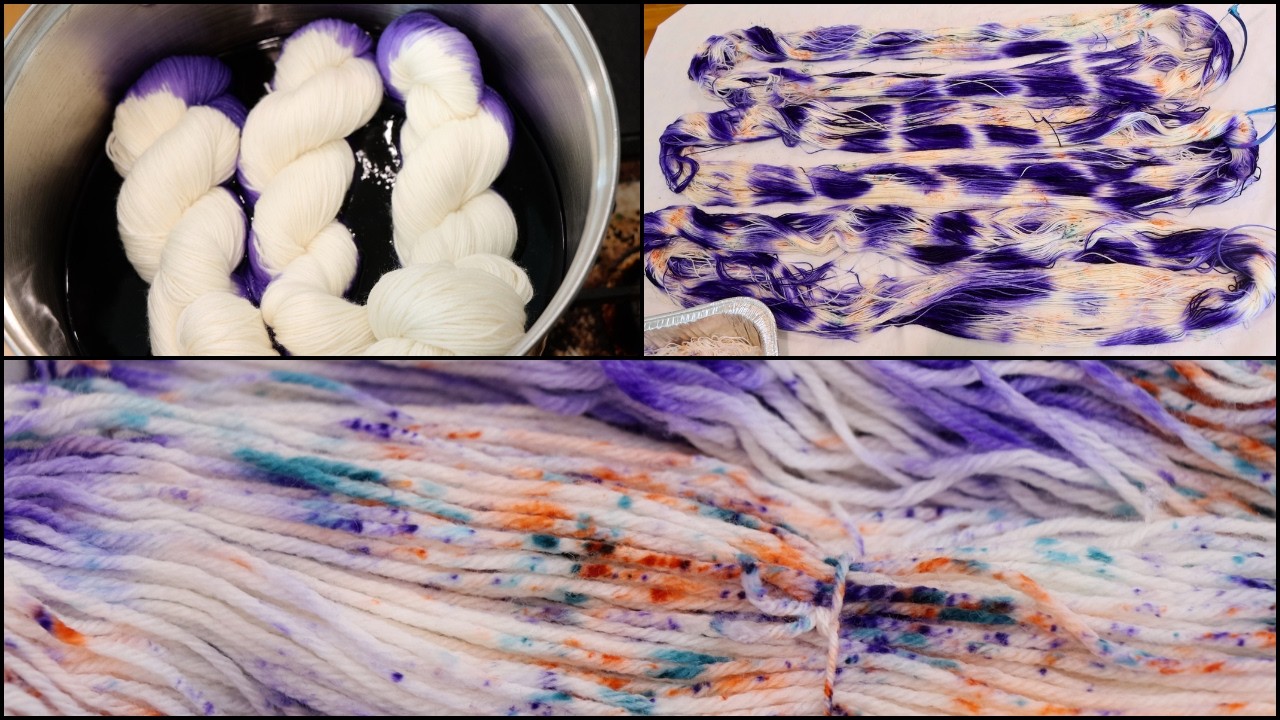 Speckling in the Resist; Dyeing Twisted Skeins before Speckling (Dyepot Weekly 635)