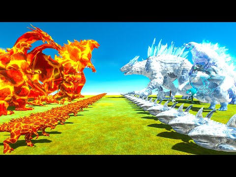 Thermo Godzilla vs Shimo – Fire Monster Team vs Ice Monster Team (Strongest Battle)
