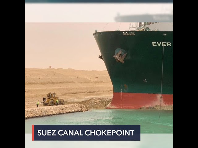 Ship blocking Suez Canal like ‘beached whale’ could be stuck for weeks