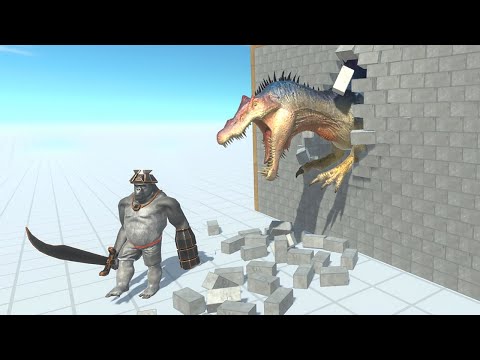 Surprise Attack by SPINOSAURUS from Stone House - Animal Revolt Battle Simulator