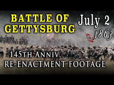 Civil War "Gettysburg 1863 - Cemetery Ridge & Peach Orchard" 145th Anniversary Re-enactment Footage