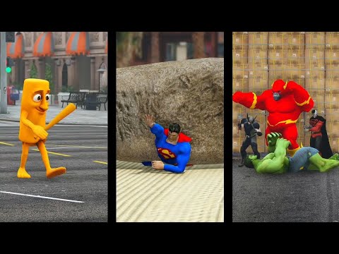 SHREK SUPERMAN & SPIDERMAN VS TUNG & FLASH GORILLA GANGS VS HULK #gta #gta5 #hulk #gaming
