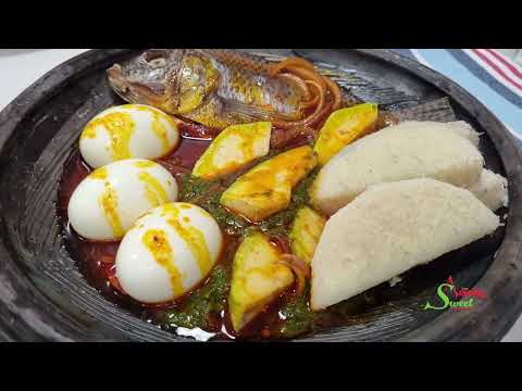 Yam and Spinach with Eggs and Cured Fish
