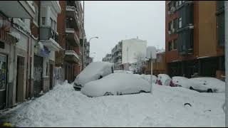 Gran nevada en Madrid | Calle de la Sierra Carbonera | Puente de Vallecas | 09/01/2021