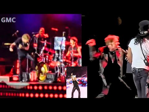 Axl Rose was furious, kicking the Guns N’ Roses drum, throwing the microphone and leaving the stage.