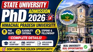State University PhD Admission 2026 | Himachal Pradesh University PhD Seats, Eligibility & Stipend