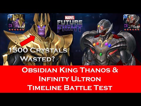 Tier 2 Obsidian King Thanos & Infinity Ultron Timeline battle test On Auto -  Marvel future fight