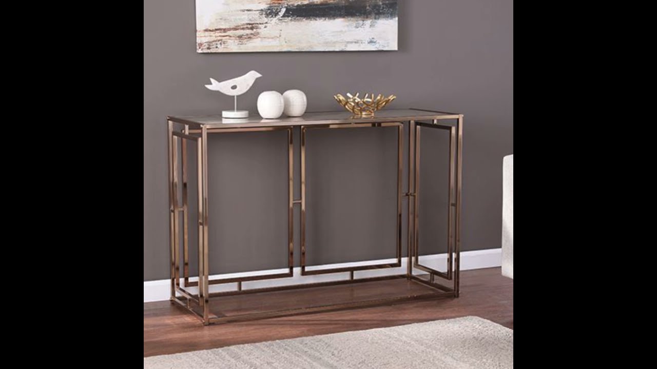 Southern Enterprises Simondley Gold Faux Marble Console Table - The Classy Home