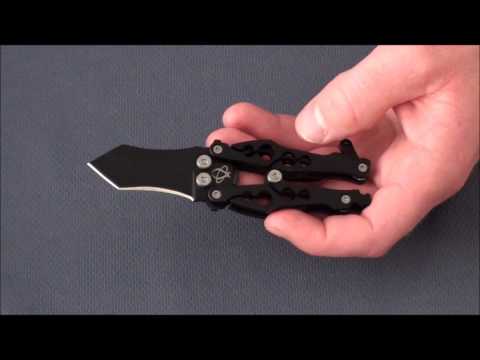 Mantis BK-2B Tanto Bottleneck Butterfly-Style Folding Knife - Black Plain