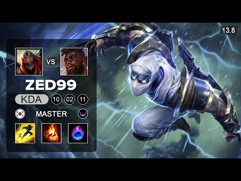 ZED99 Zed vs K'Sante Mid - KR Master - Patch 13.8 Season 13