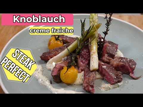Rindersteak zubereiten+Creme fraiche/Knobi/Petersilien Soße. Einfach lecker bester geschmack ever!!