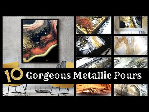 10 GORGEOUS METALLIC Acrylic Paintings / Acrylic Pouring Compilation / Fluid Abstract Art (112)