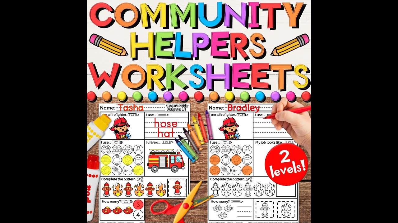 Community Helpers Worksheets for Kindergarten, 1st, and 2nd Grade
