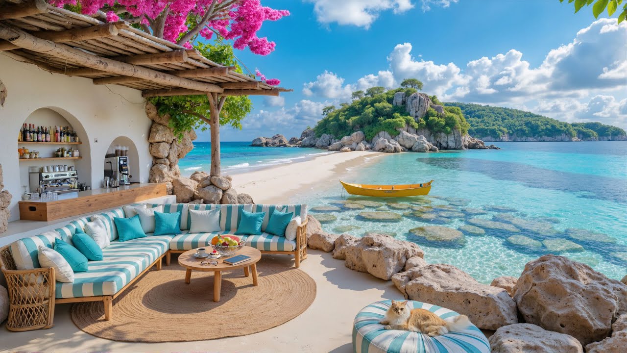 🍹 Tranquil Beach Café With Ocean Jazz for Relax | Chillout Café Music for Morning Focus & Good Mood