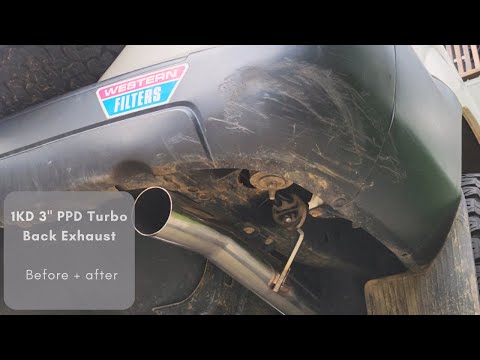 3" PPD Turbo Back Exhaust 1KD 120 Series Toyota Prado / Hilux - Before and After